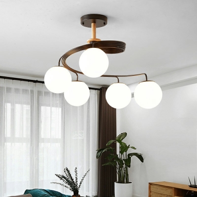Glass Globe Ceiling Mount Light Fixture Modern Style Metal Twisted Arm Close To Ceiling Lamp
