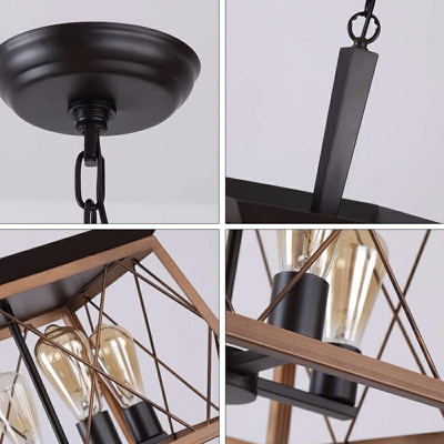 Industrial 4-Lights Retro Metal Iron Cage Pendant Hanging for Restaurant