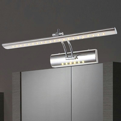 Linear Wall Mount Light in Stainless-Steel Arcylic Shade Integrated Led Vanity Light with Curved Arm