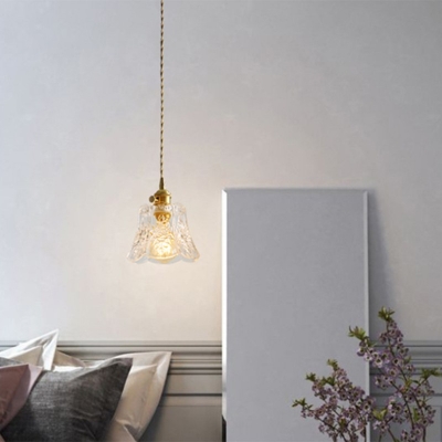 Loft Style 1 Light Paneled Bell Shape Suspension Light Clear Glass Kitchen Pendant Lighting