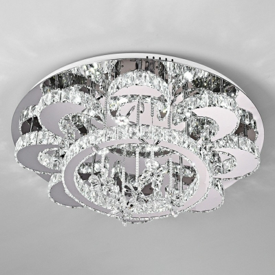 Modern Floral LED Crystal Encrusted Stainless Steel Flush Mount for Bedroom