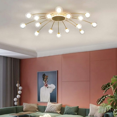 Modern Simplicity Metal Ceiling Light LED Semi Flush Ceiling Light Glass Shade for Dining Room