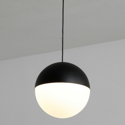Nordic Single Bulb Globe Shaped Hanging Lamp White Glass Restaurant Ceiling Pendant Light