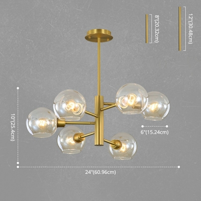 Nordic Style Clear Glass Orb Chandelier Globe Pendant Light Fixture for Living Room Study Room
