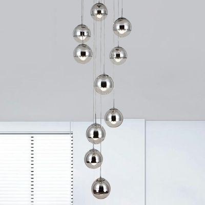 Pendulum Shape Mini Pendant Minimalist Glass 10 Head Art Deco Ceiling Pendant Lamp