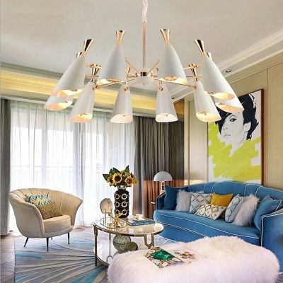 Postmodern Wrought Iron Horn-shaped Chandelier Metal Living Room Pendant Lighting Fixture