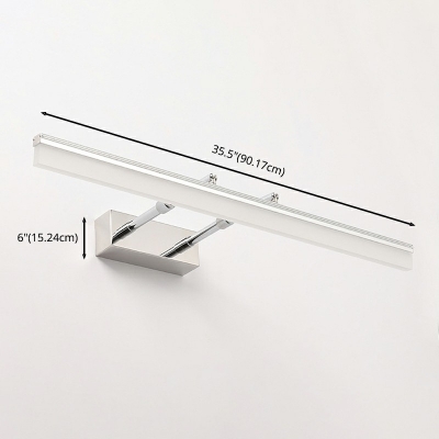 Rectangle Vanity Mirror Lights Modern Style Stainless-Steel LED Vanity Sconce in Silver