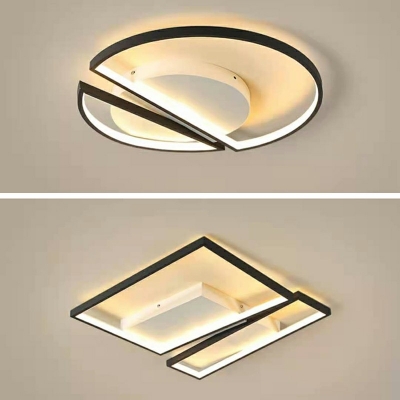 Simple Flush Light Fixture Acrylic Sleeping Room LED Ceiling Flush Mount 3.5 Inchs Height in Black and White