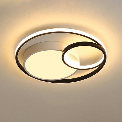 Simple Round Flush Light Fixture Acrylic Sleeping Room LED 19.5 Inchs Wide Ceiling Flush Mount in White