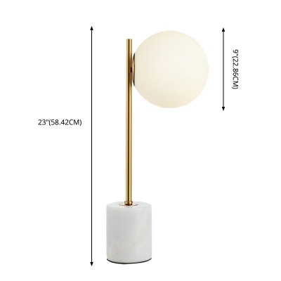 Simplicity Style White Marble Base Home Decorative Table Lamp Frosted Glass Globe Lighting Fixture