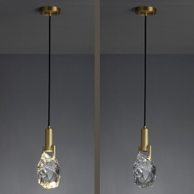 Single-Bulb Clear Crystals Block Hanging Pendant Lights 11