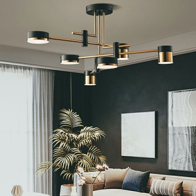 Sputnik Chandelier Lighting Modernism Black Metal Pendant Light Fixture for Living Room