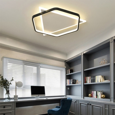 Triangle and Hexagon LED Flush Mount Lighting Minimalism Acrylic Sleeping Room Ceiling Flush in Black