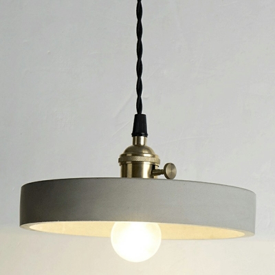 Vintage Cement 1 Light Grey Hanging Lamp Fixture Bedroom Pendant Light