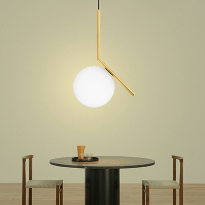 White Glass Ball Mini Hanging Lamp 1 Bulb Post Modern Pendant Lighting with 39