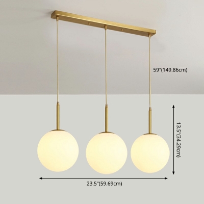 White Glass Ball Mini Hanging Lamp Post Modern 3 Head Pendant Lighting with 39