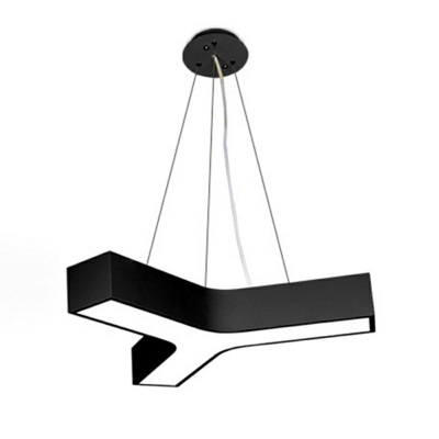 Y-Shaped Office LED Chandelier Stitching Style Black Pendant Light Metal Hanging for Indoor Room