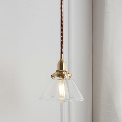 1 Bulb Clear Glass Brass Finish Drop Lamp Hanging Lights for Coffee Shop Bar
