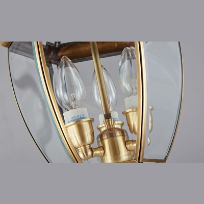 3 Lights Chain Chandelier Satin Gold Round Metal Chandelier Antique Style Drop Lamp