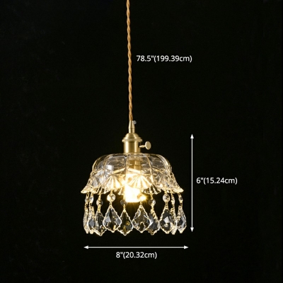 Clear Glass Shade Hanging Lantern Modern Living Room 1-Bulb Hanging Lamp