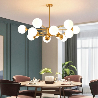 Contemporary Opal Glass Orb Chandelier Multi-light Pendant Lamp for Living Room Dining Room