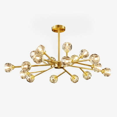 Faceted-Cut Crystal Chandelier Postmodern Living Room Dining Room Ceiling Chandelier in Gold