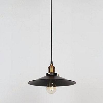 Industrial Single Light Pot Lid Pendant Lamp Farmhouse Black Metal Garage Hanging Lamp