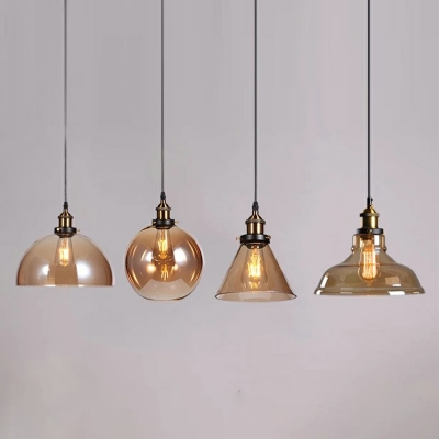 Industrial Style Single-Bulb Pendant Light Blown Glass Shade Hanging Bar Lights