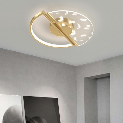 Modern Style Circular Acrylic LED Ceiling Light Feather Living Room Flush Mount Lighting