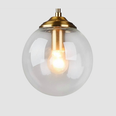 Modern Style Clear Glass Pendant Light GLobe Shade Minimalisma Hanging Light for Bedroom  Study