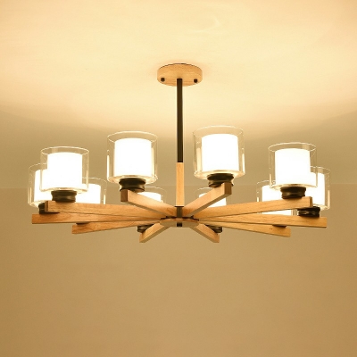 Modern Wooden Chandelier 10 Lights Chandelier Lighting for Living Room Bedroom Lighting