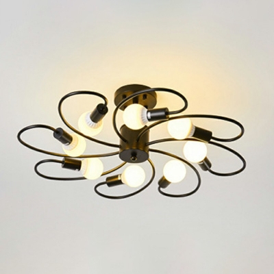 Modernist Cream Glass Ball Semi Flush Mount Lamp for Bedroom Living Room