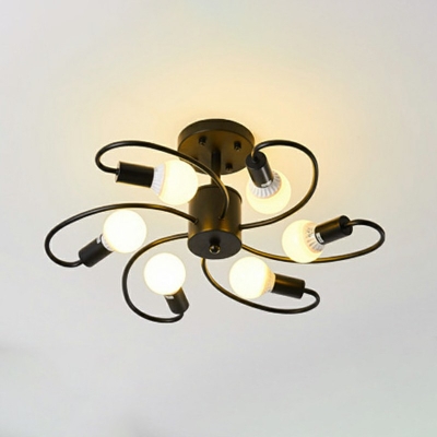 Modernist Cream Glass Ball Semi Flush Mount Lamp for Bedroom Living Room