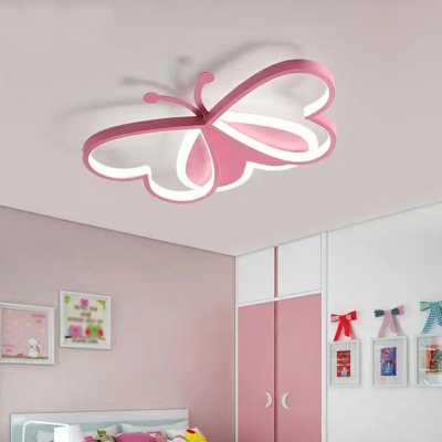 Nordic Style Butterfly LED Flush Light Decorative Ceiling Fixture with Acrylic Shade for Nursing Room