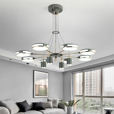 Nordic Style Cylinder LED Suspension Lighting Metal Chandelier for Resting Room