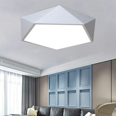Pentagon Acrylic Shade Modern Ceiling Light White Light LED Light Flush Mount Ceiling Light for Living Room