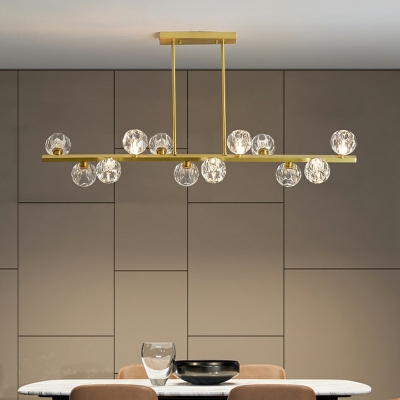 Postmodern Crystal Island Pendant Lights Ball Shape Dining Room Hanging Lamp Kit