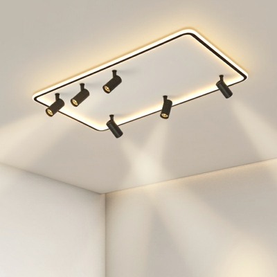 Rectangle Shade Flush Mount Macaron Ultra Thin LED with Spotlight Flush Ceiling Light White Light