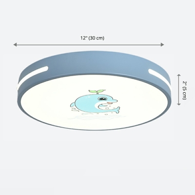 Round Contracted Ceiling Light Acrylic Modern Lighting for Children's Room, 12