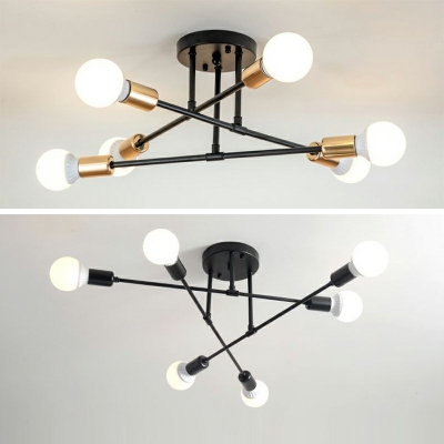 Simple Style Chandelier Open Bulb Metal Hanging Light for Bathroom Study Room