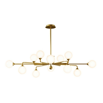 Simplicity Style Glass Round Island Lighting Fixture Hanging Island Light in Gold