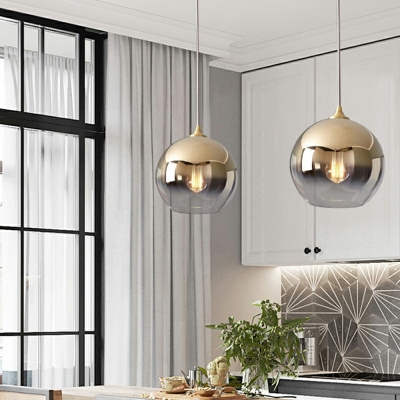 Single Light Post-Modern Spherical Shade Hanging Lamp Glass Pendant Light for Living Room