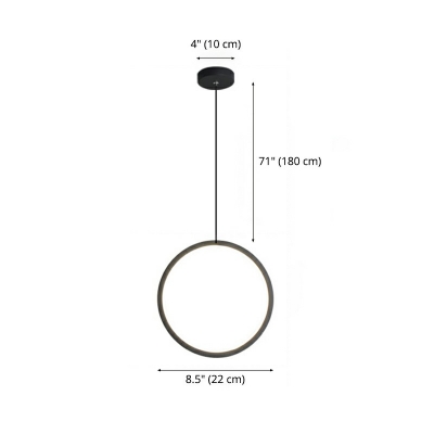 Single Ring Acrylic Hanging Light Plating Metal Simple LED Pendant Light for Hotel Hall