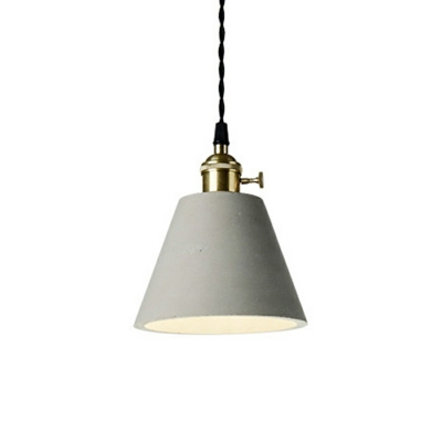 Vintage Cement 1 Light Grey Hanging Lamp Fixture Bedroom Pendant Light