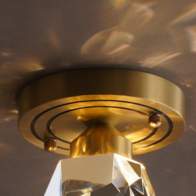 1 Bulb Geometric Ceiling Flush Mount Crystal Semi Mount Lighting for Hallway