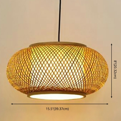 1 Head Bamboo Chandelier Lantern Shape Hanging Light for Bedroom