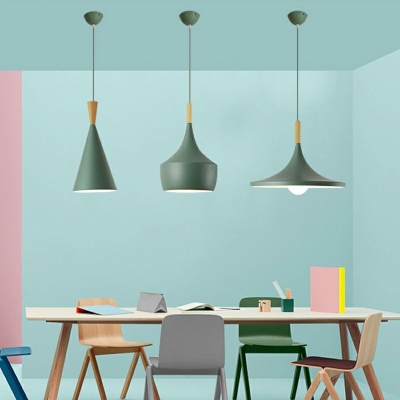 1-Light Hanging Pendant Lamp Macaron Metal Light for Dining Room Kitchen