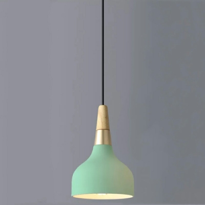 1-Light Modern Simplicity Wooden Bedside Lighting Macaroon Style Hanging Light for Dining Room
