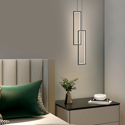 8 Inchs Wide LED Pendant Postmodern Bedroom Arcylic Rectangle 2-Light Hanging Lamp in Warm Light