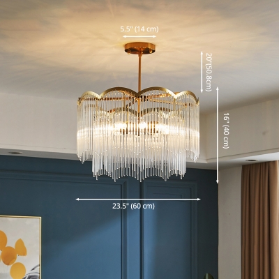 8-Light Art Deco Chandelier Glass Dining Room Light Fixture 2 Tiers in Gold